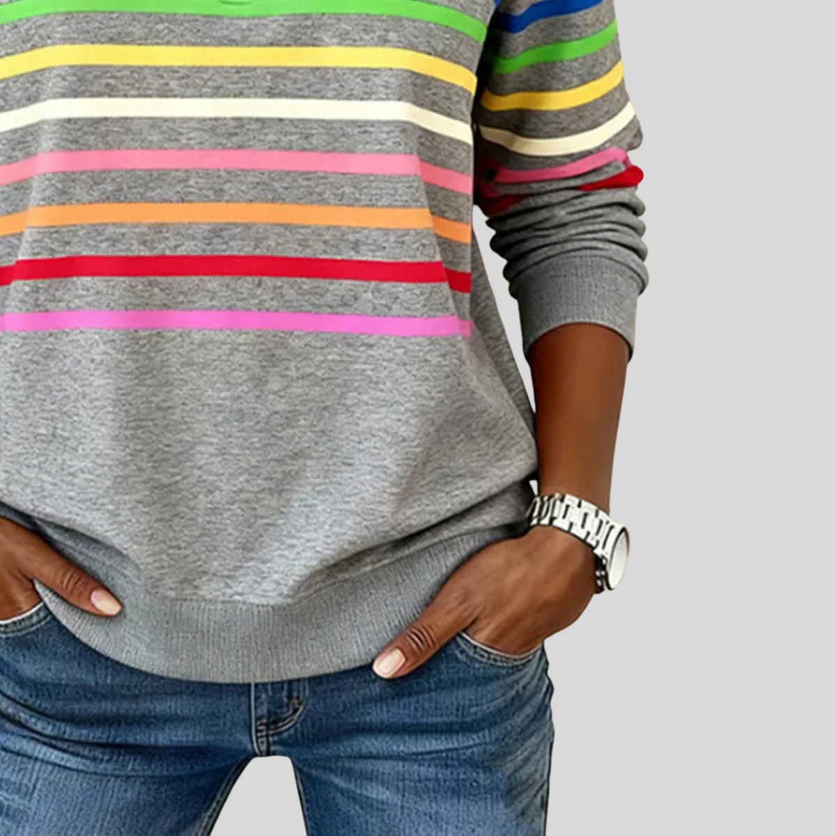 DELACROIX | Sweat Zippé Rayures Multicolores pour Femme Nathalia