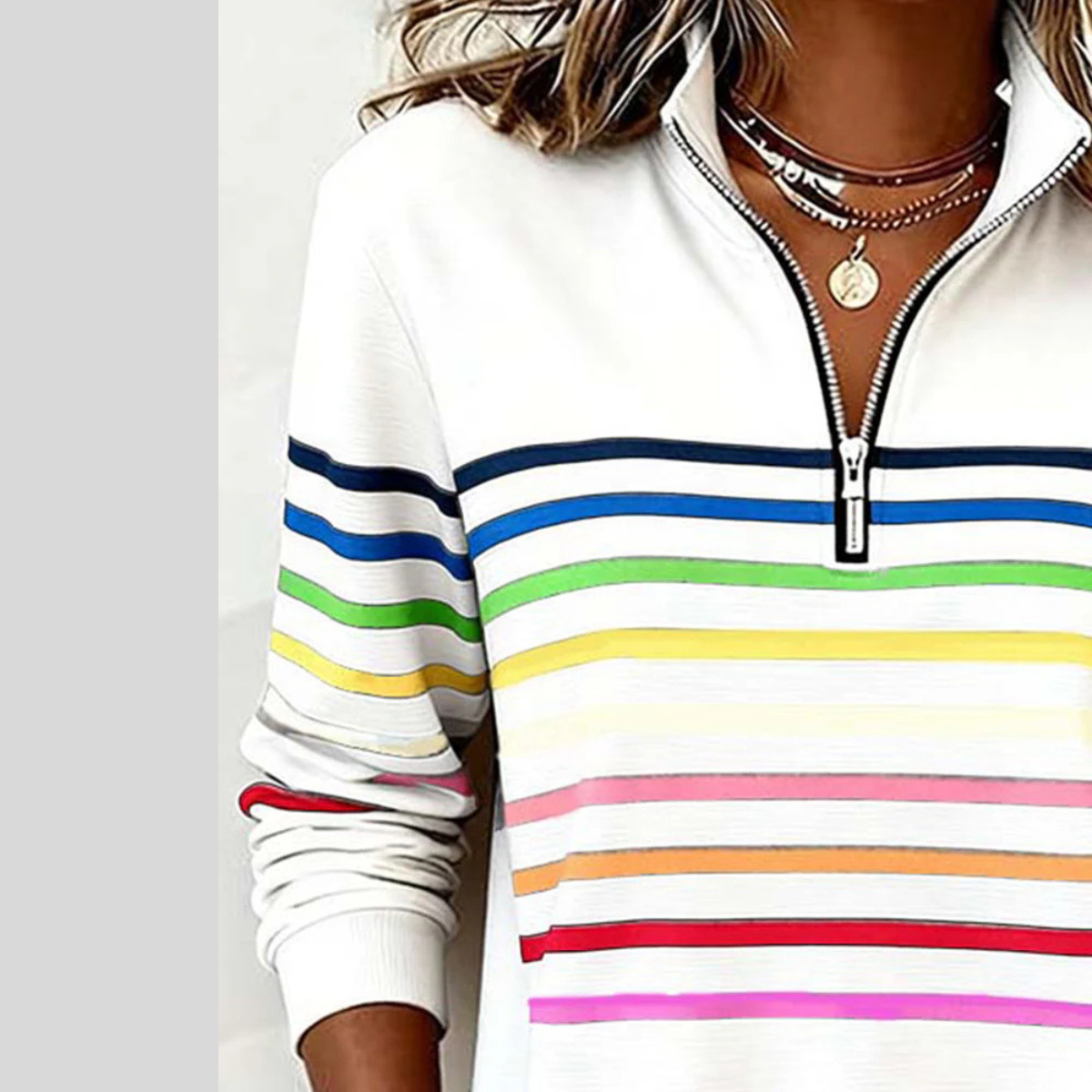 DELACROIX | Sweat Zippé Rayures Multicolores pour Femme Nathalia