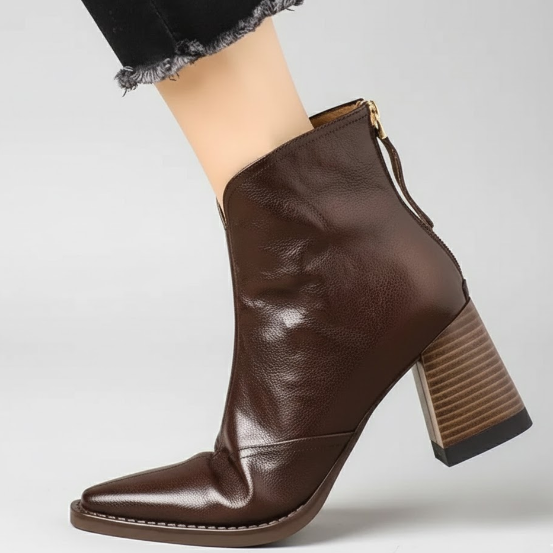 Marceline | Bottines en Cuir à Talon Moyen