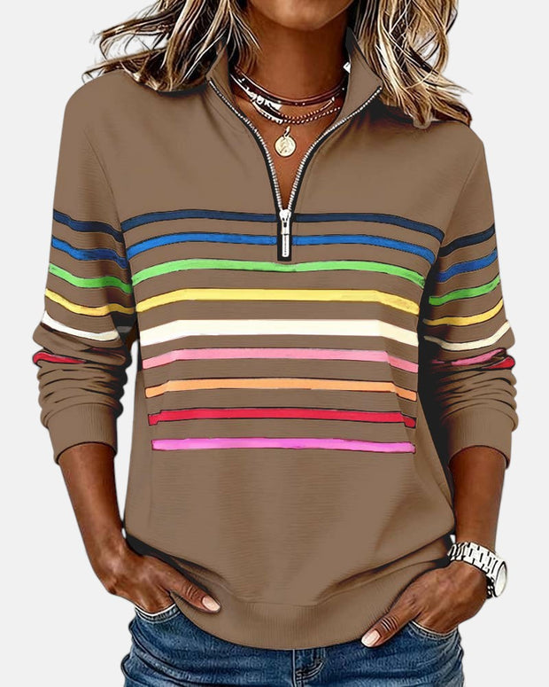 DELACROIX | Sweat Zippé Rayures Multicolores pour Femme Nathalia