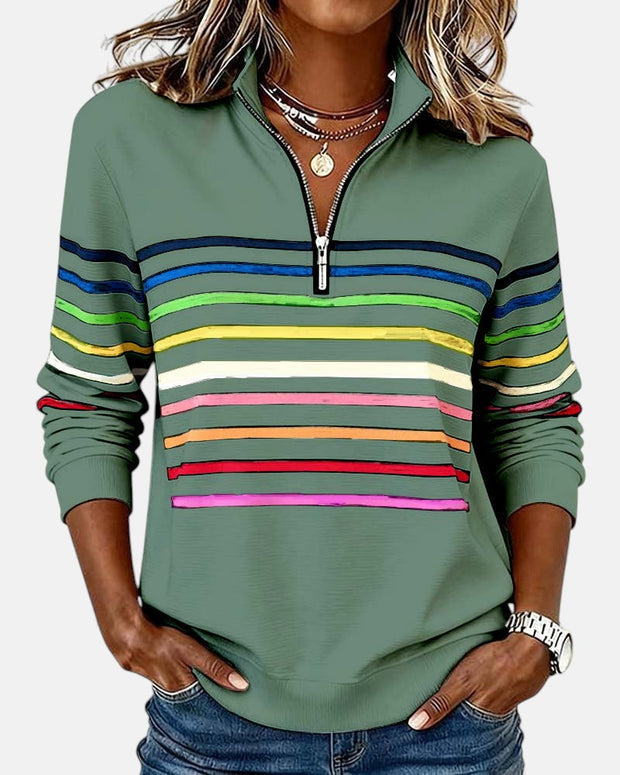 DELACROIX | Sweat Zippé Rayures Multicolores pour Femme Nathalia