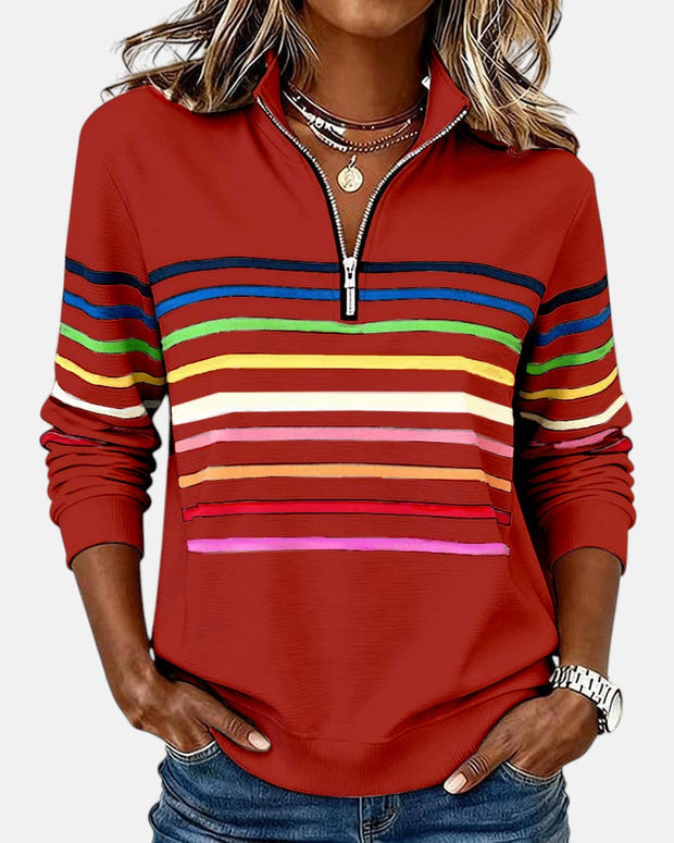 DELACROIX | Sweat Zippé Rayures Multicolores pour Femme Nathalia