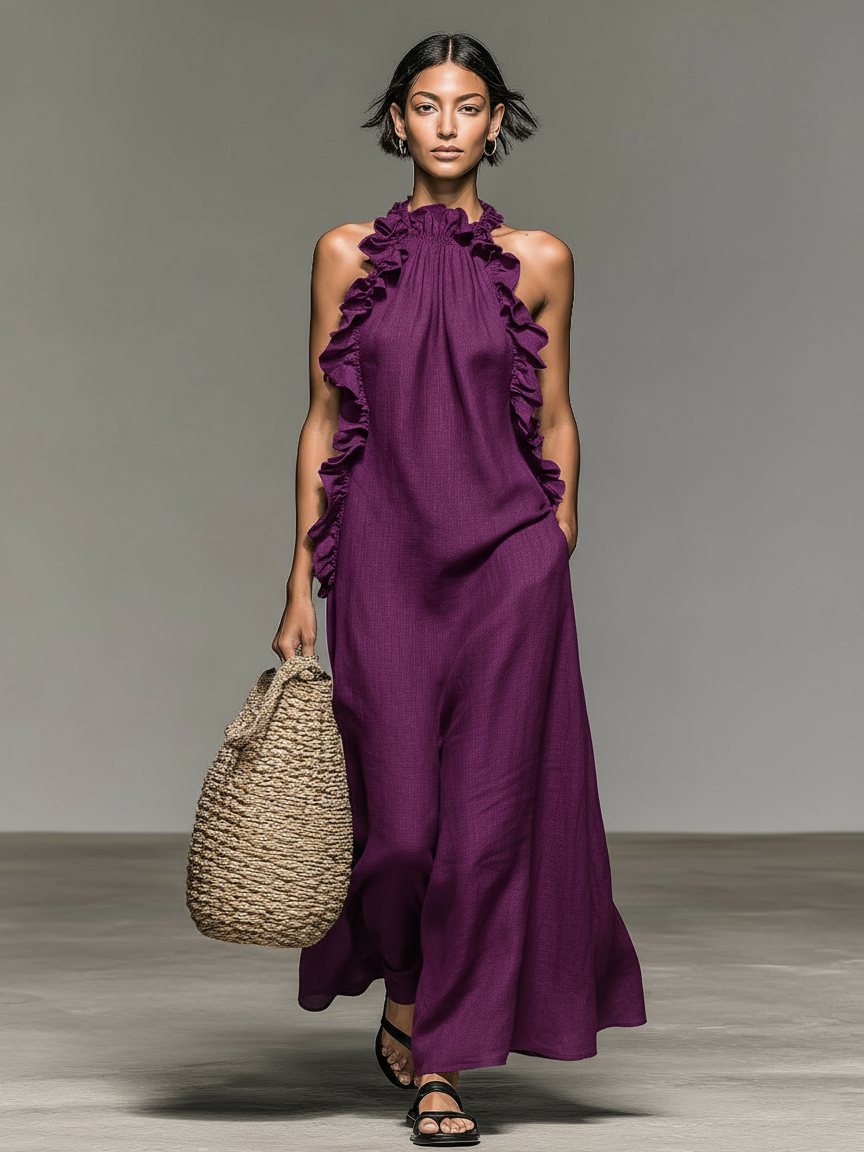 Gladys | Robe Maxi À Volants Sans Manches
