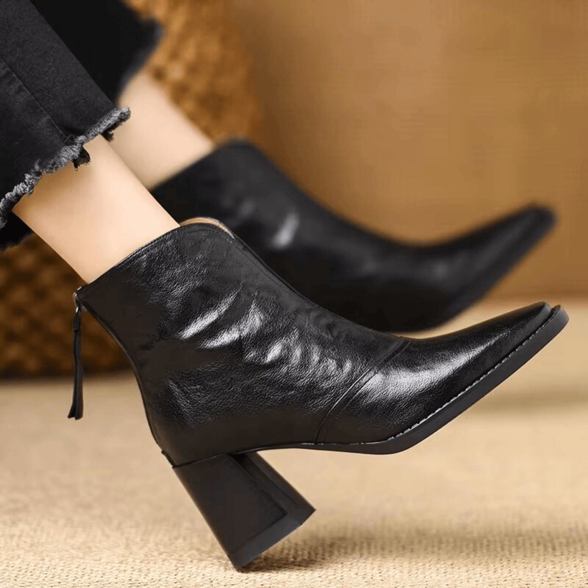 Marceline | Bottines en Cuir à Talon Moyen