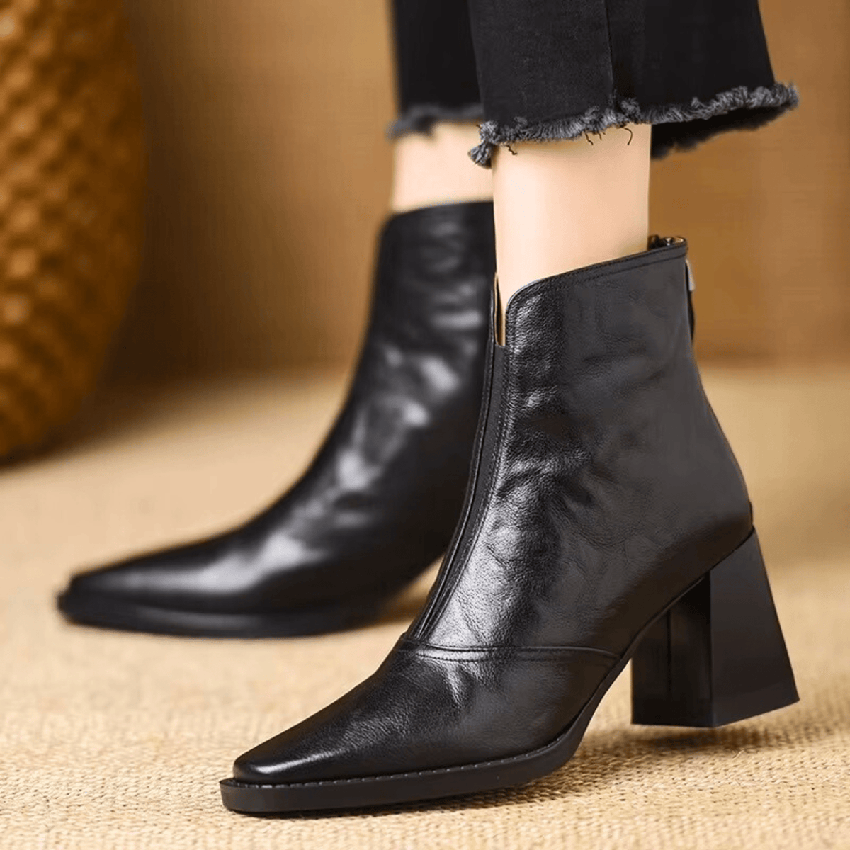 Marceline | Bottines en Cuir à Talon Moyen