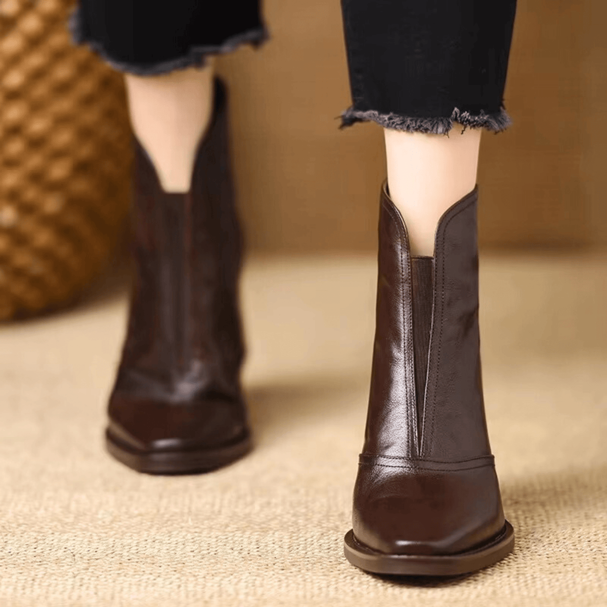 Marceline | Bottines en Cuir à Talon Moyen