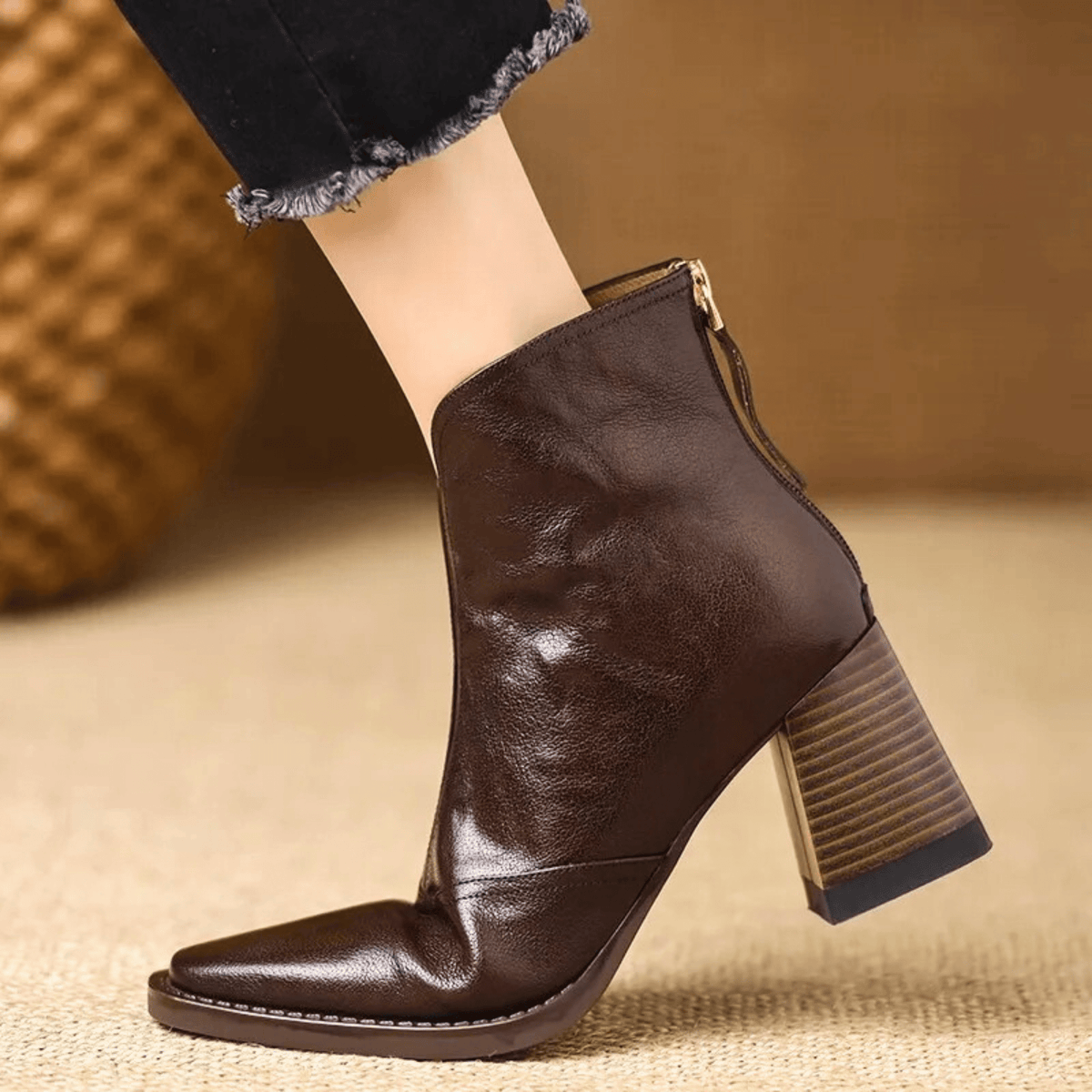Marceline | Bottines en Cuir à Talon Moyen