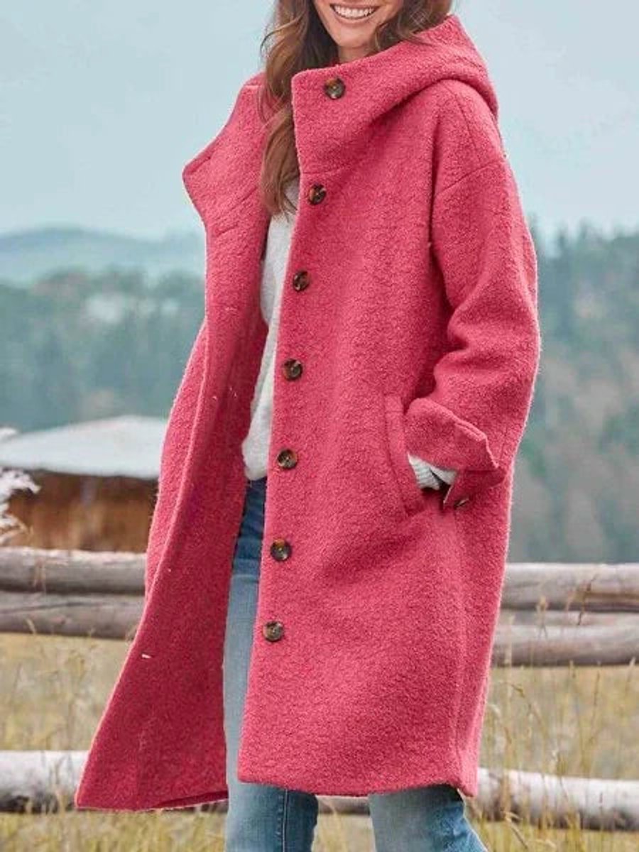 Éléonore | Manteau Long À Capuche Et Boutons
