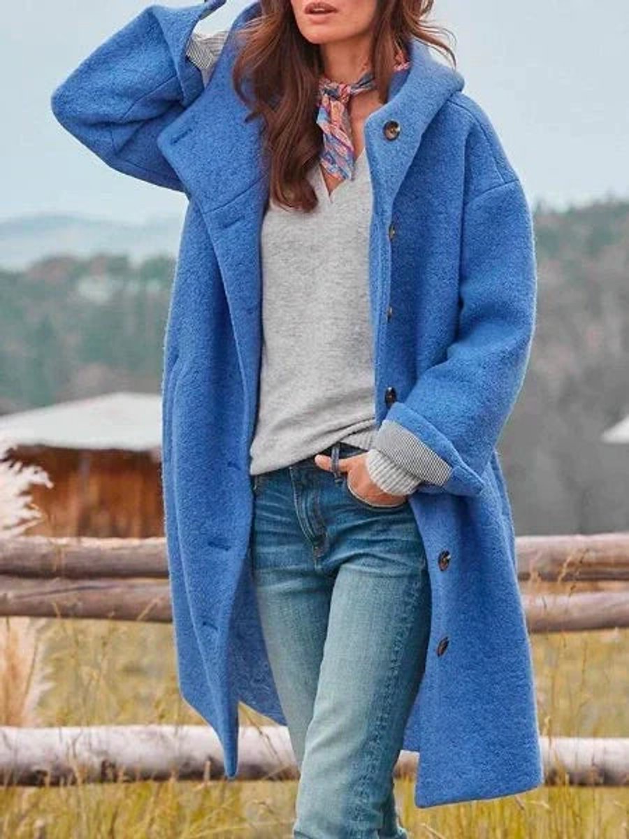 Éléonore | Manteau Long À Capuche Et Boutons