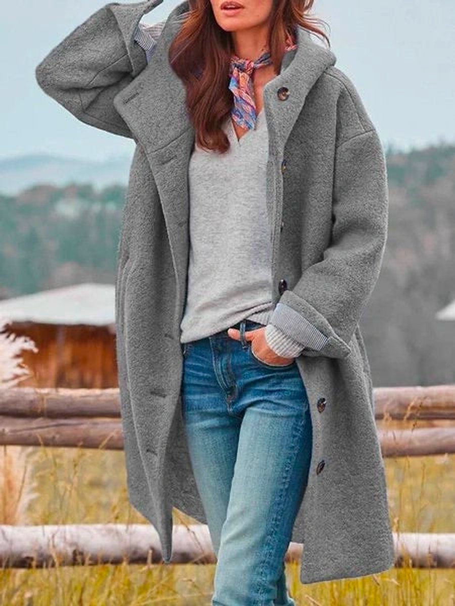 Éléonore | Manteau Long À Capuche Et Boutons
